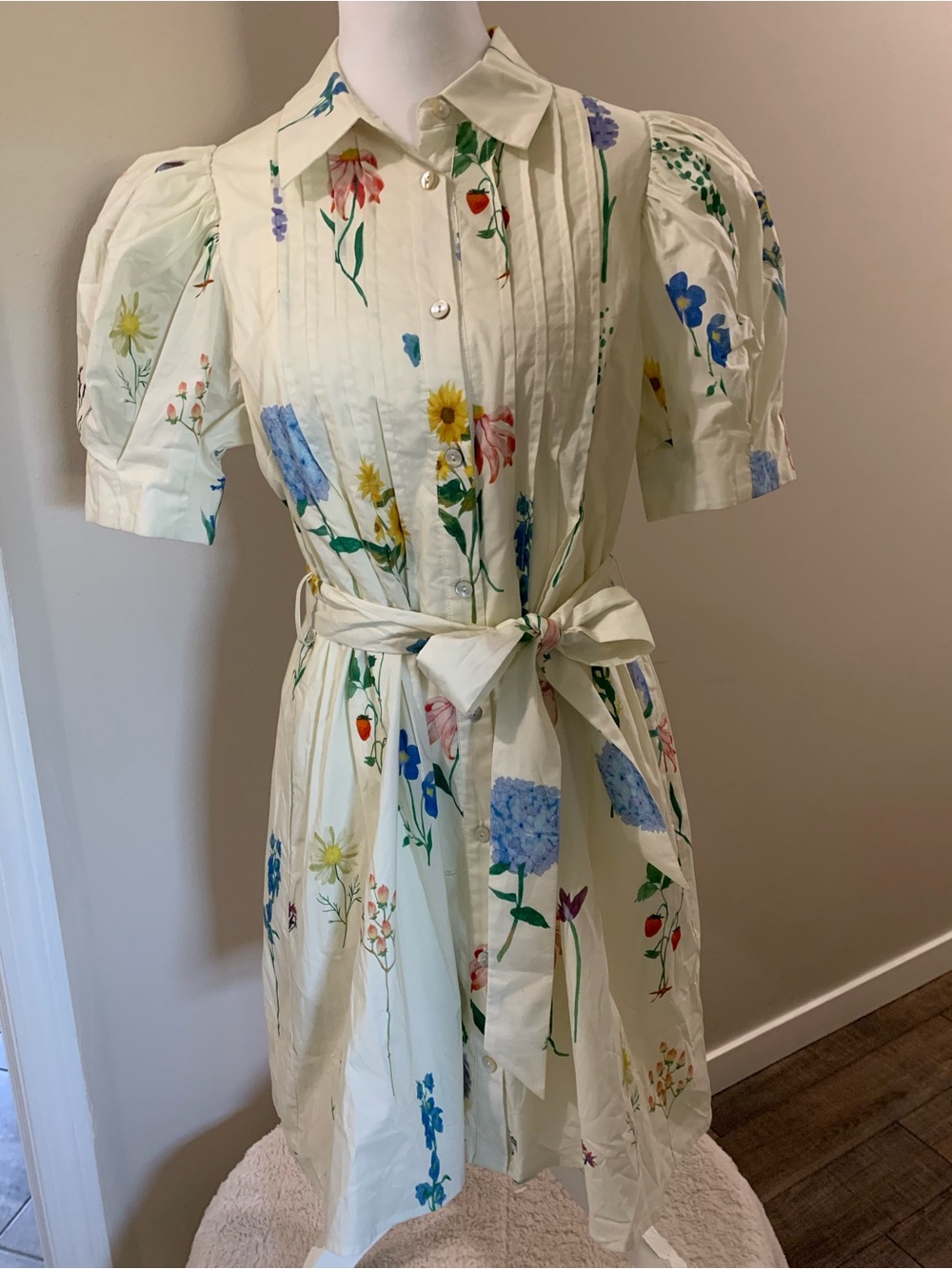 entro Cream Dress with Yellow and Green Floral Accents